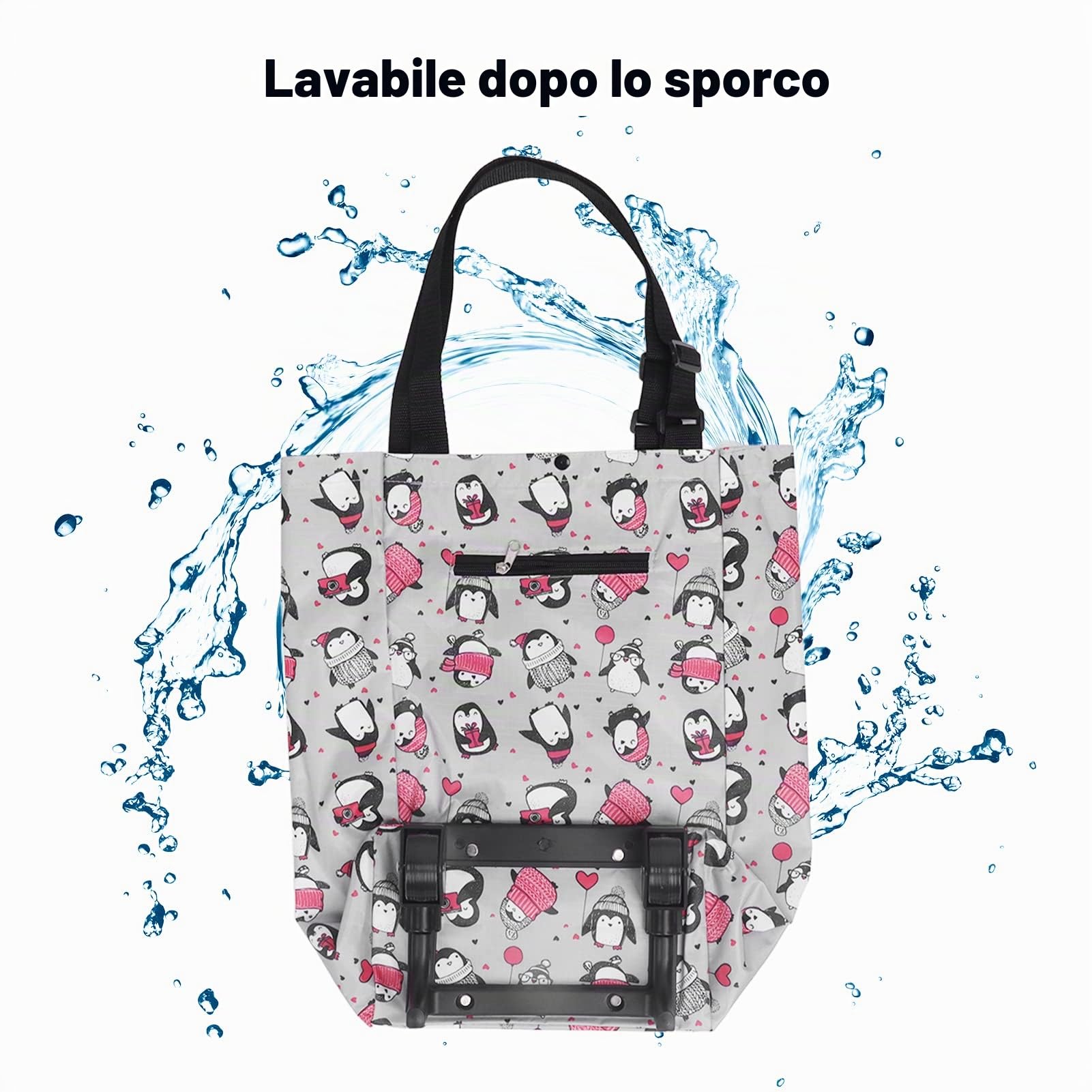 Borsa per la Spesa Pieghevole con Ruote,Borsa Pieghevole Trolley per la casa, Borsa per la Spesa per Anziani, Negozio di Alimentari, Carrello della Spesa Pieghevole