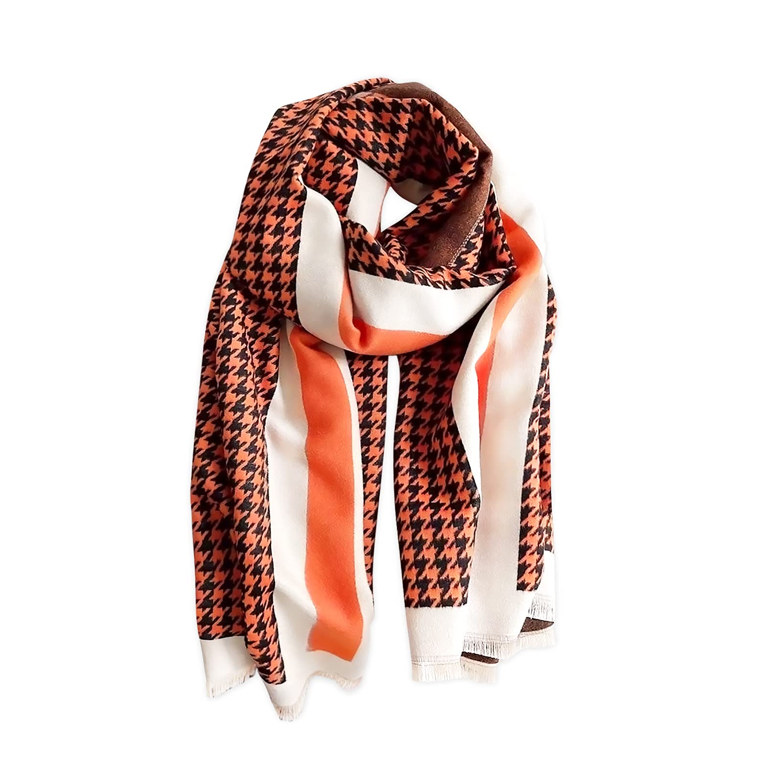 LumiSyne Winter Cashmere Scarf Fashion Shawl For Women Classic Houndstooth Pashmina Scarves With Tassel Warm Soft Long Thickened Wrap
