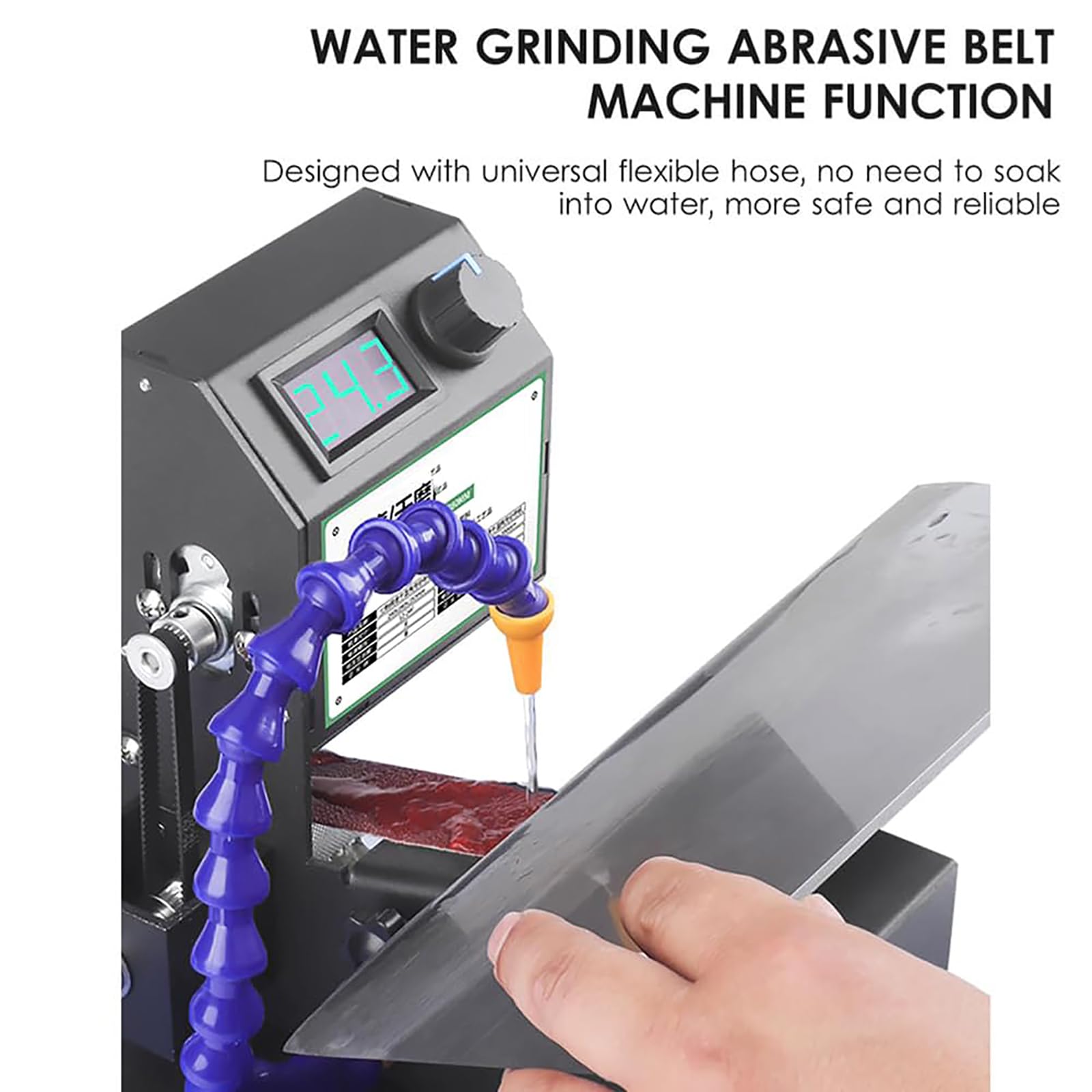 Mini Levigatrice Nastro, Levigatrice Elettrica Nastro 350W con 10 Nastri Abrasivi E Regolazione Continua Velocità, Doppia Modalità Levigatura Secco/Ad Acqua, per Vetro, Metallo, Pietra,Black