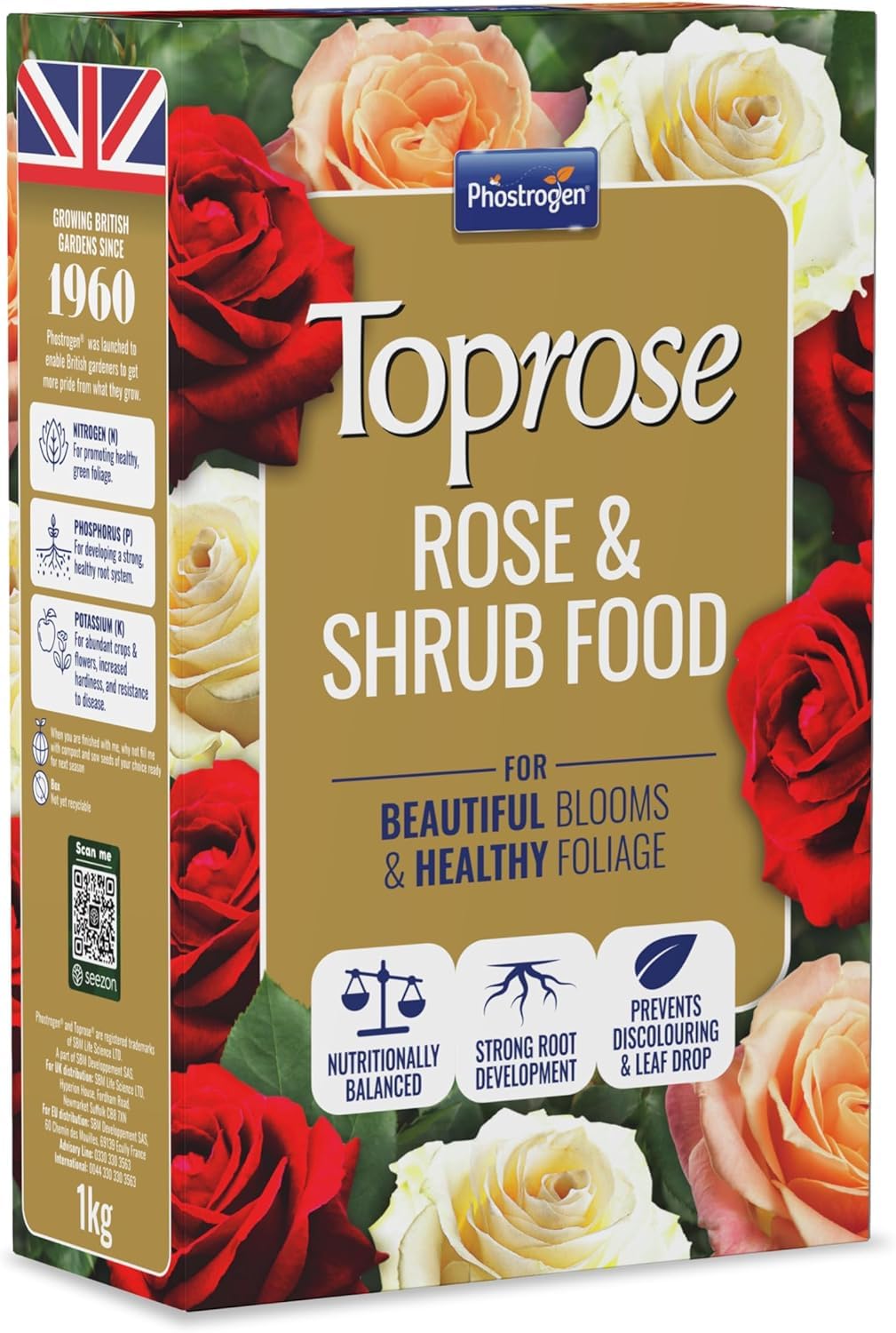 Toprose Rose & Shrub Food Feed Indoor & Outdoor Improves Root Development Garden Care for Healthy Growth & Vibrant Colors Rose Nutrition Fertiliser (1kg)