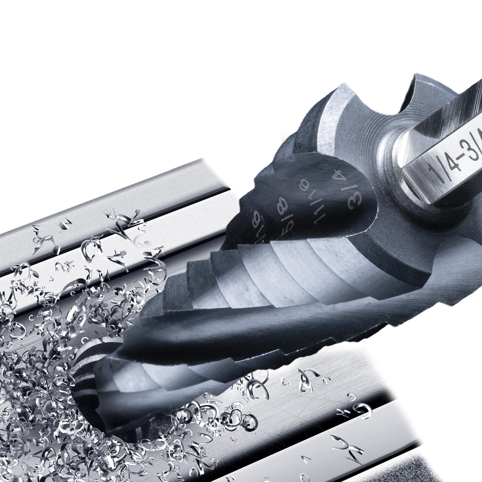GRENPRO Cobalt Step Drill Bit, 1/4"-3/4" Large Step Bit, M35 HSS Impact Tough Step Bits for Metal, 1/2" Shank Unibit Step Drill Bits, Stainless Steel,