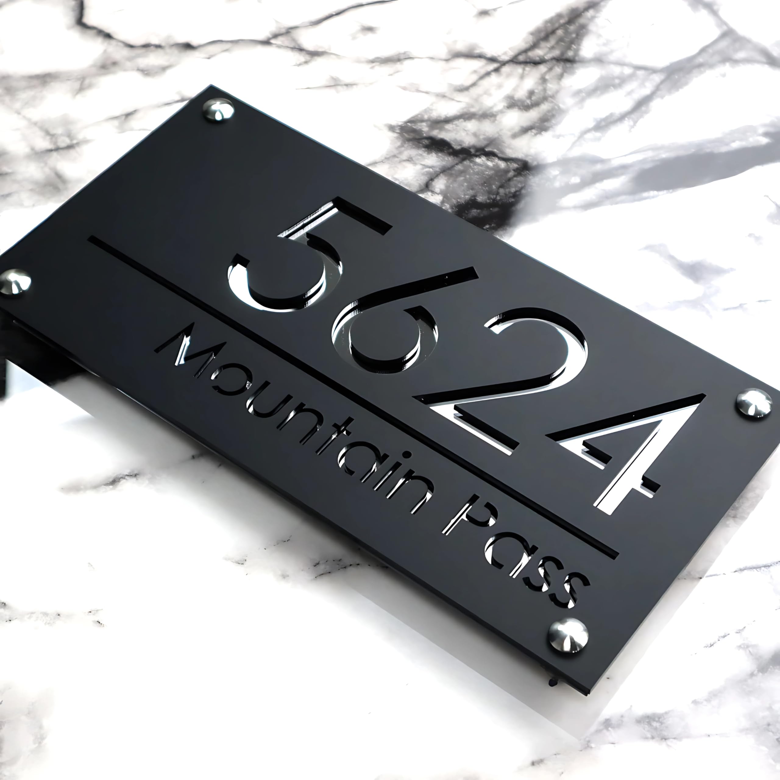 Custom Acrylic Name Plate for Home Entrance Outdoor – Matte Black with Silver Mirror Finish, Waterproof House Number Sign, Personalized Door Name Board for Villa, Flat & Office (6x12 Inch) — Amazon image 8