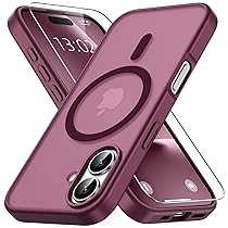 Vansdon Cover Magnetica per iPhone 17 con 1 Pezzi Vetro Temperato, Compatibile con Magsafe, Protezione anticaduta di livello militare, Custodia Traslucida Opaca Sottile Antiurto-Bordeaux