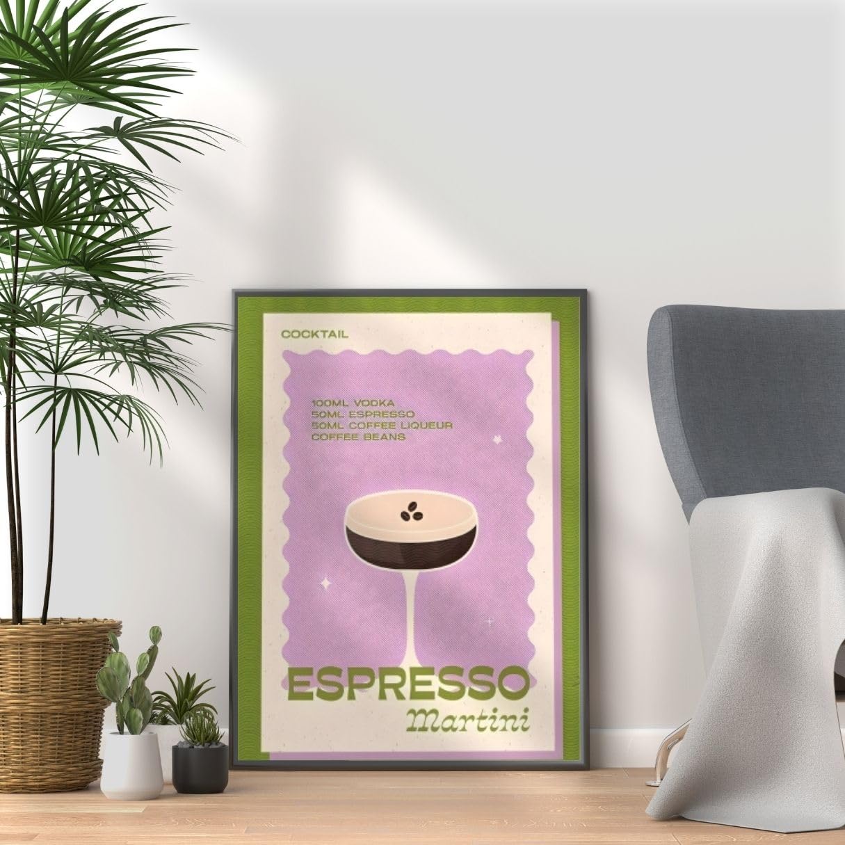 EspressoMartini - Vintage Cocktail Print, Home Bar Art Display - Retro Bar Decor for Home, Kitchen, Lounge - Ideal Poster for Cocktail Lovers, A4 A3 Home Decoration Wall Art Deco (A4 Print Only)
