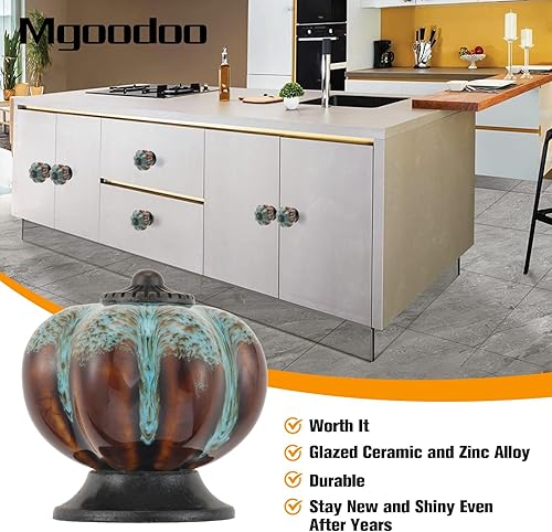 Miniatura 5 de Tiradores para cajón con forma de calabaza, de cerámica, con estampado de leopardo