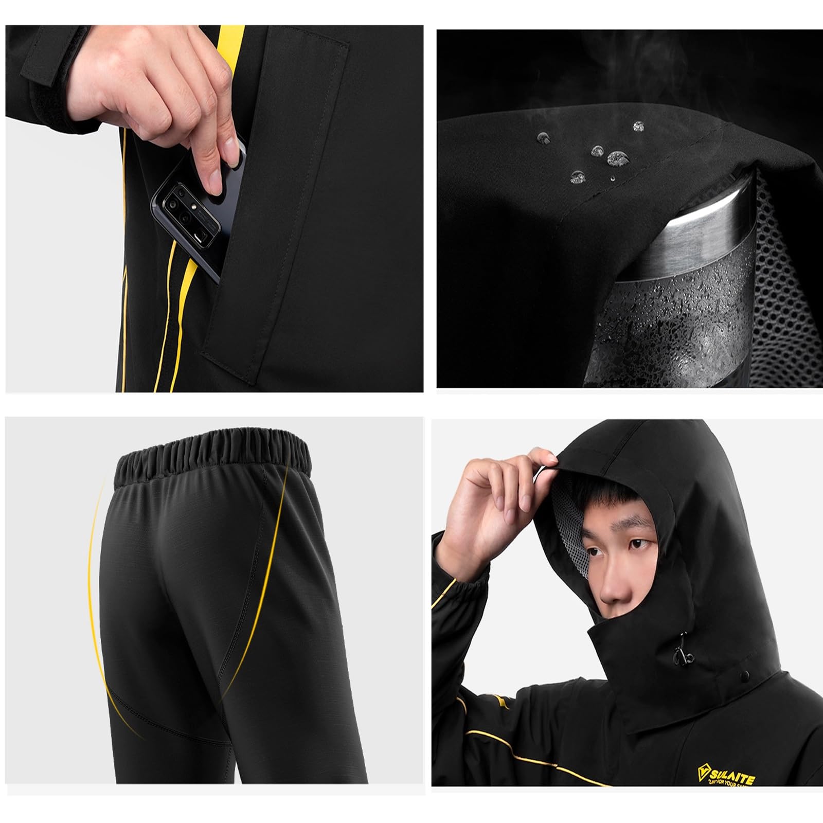 GeRRiT Regen-Set für Herren und Damen, wasserdicht, für Motorrad, Regenanzug, für den Außenbereich, reflektierend, Set aus Jacke und Hose, wasserdicht, 2-teilig, für Fahrrad, Reiten, Radfahren,