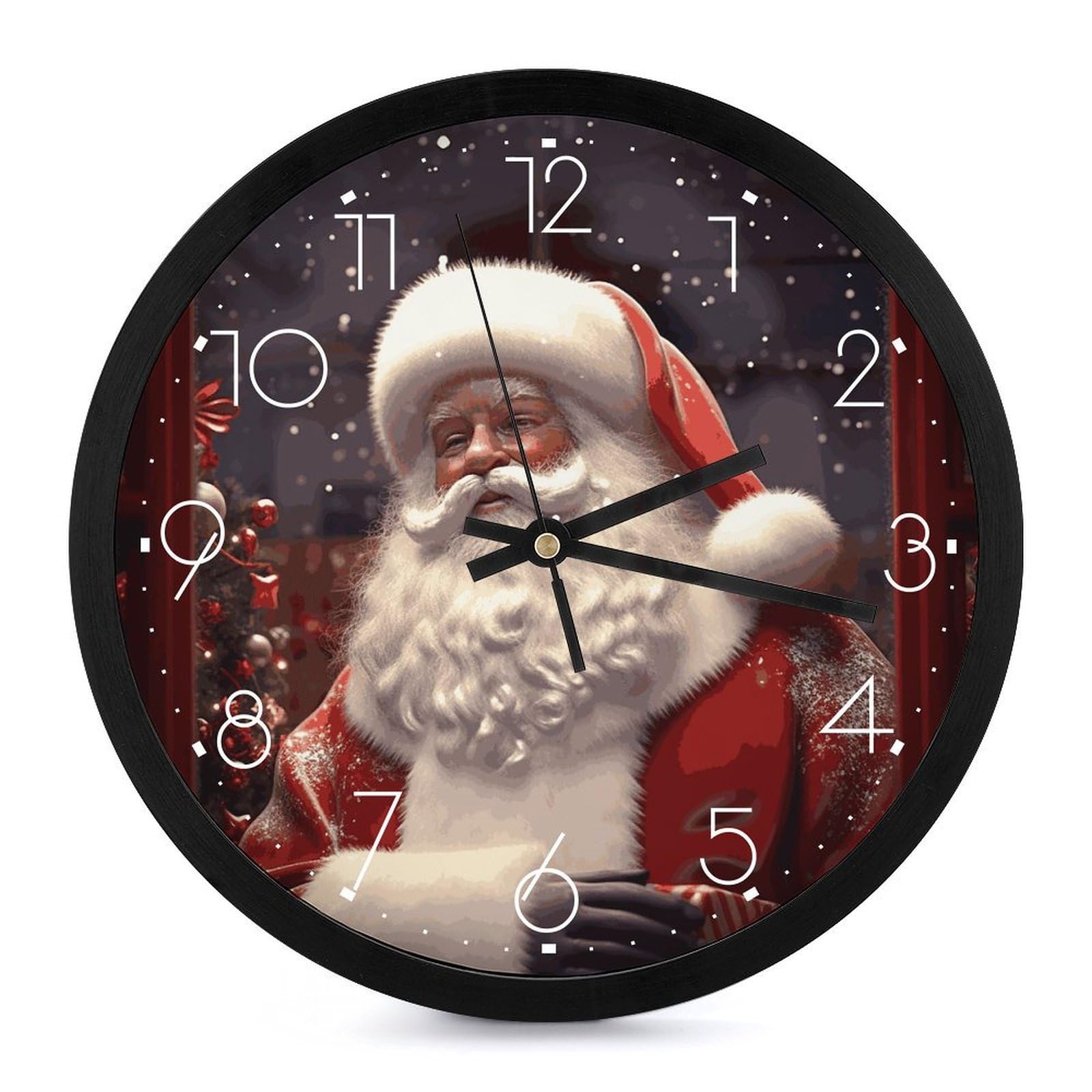 Grande horloge murale avec chiffres silencieux sans tic-tac à pile décor de Noël
