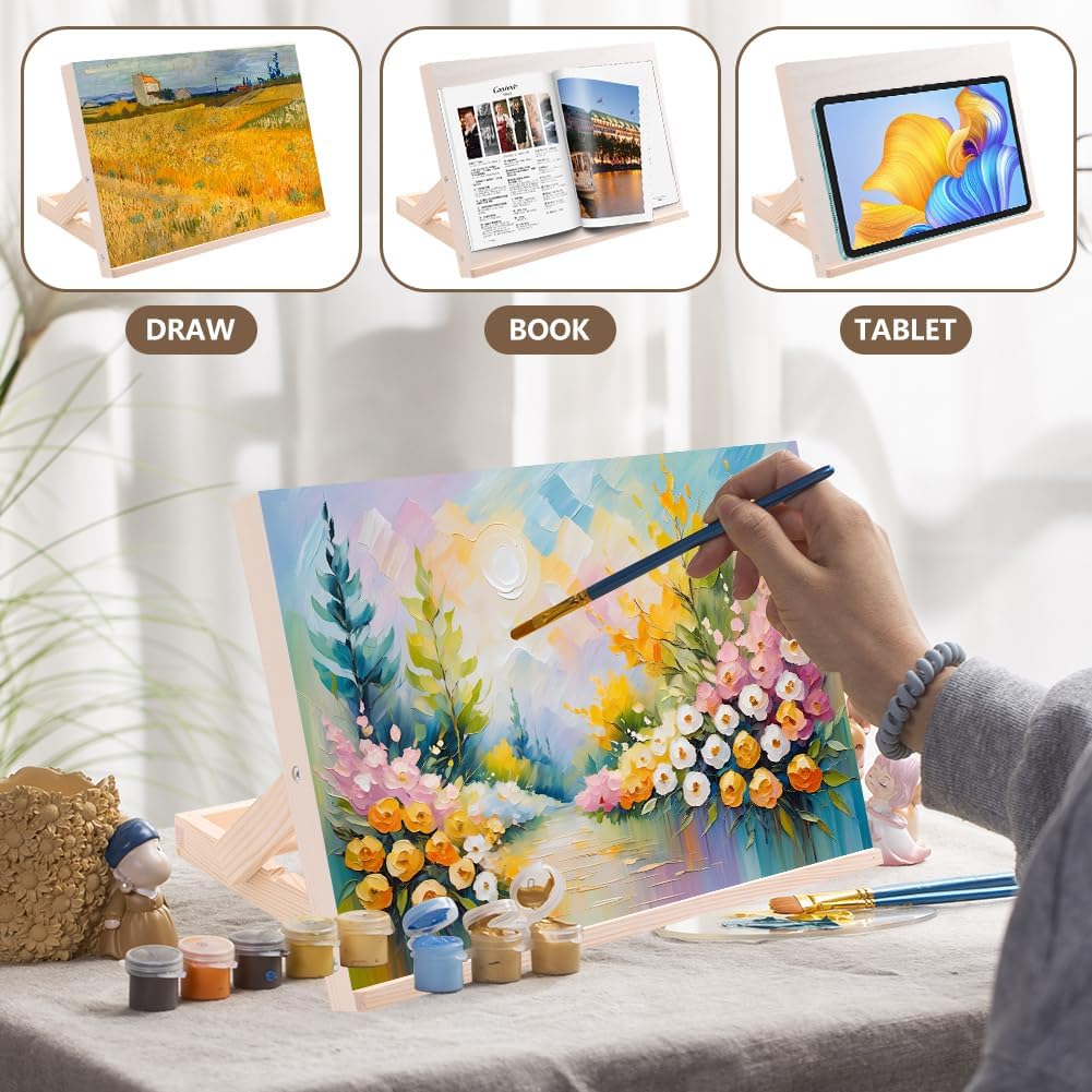 2 Pack Tabletop Easel for Painting, Adjustable Desktop Easel Portable Art Easel for Canvas Painting, iPad, Book Display, Artwork Holder - 13 x 9 Inches