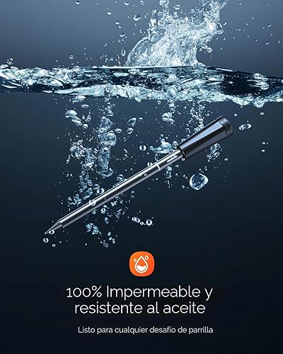 Miniatura 7 de Termómetro inalámbrico para carne con control por aplicación, alcance Bluetooth de 600 pies, dobles sondas y 6 sensores, lectura instantánea