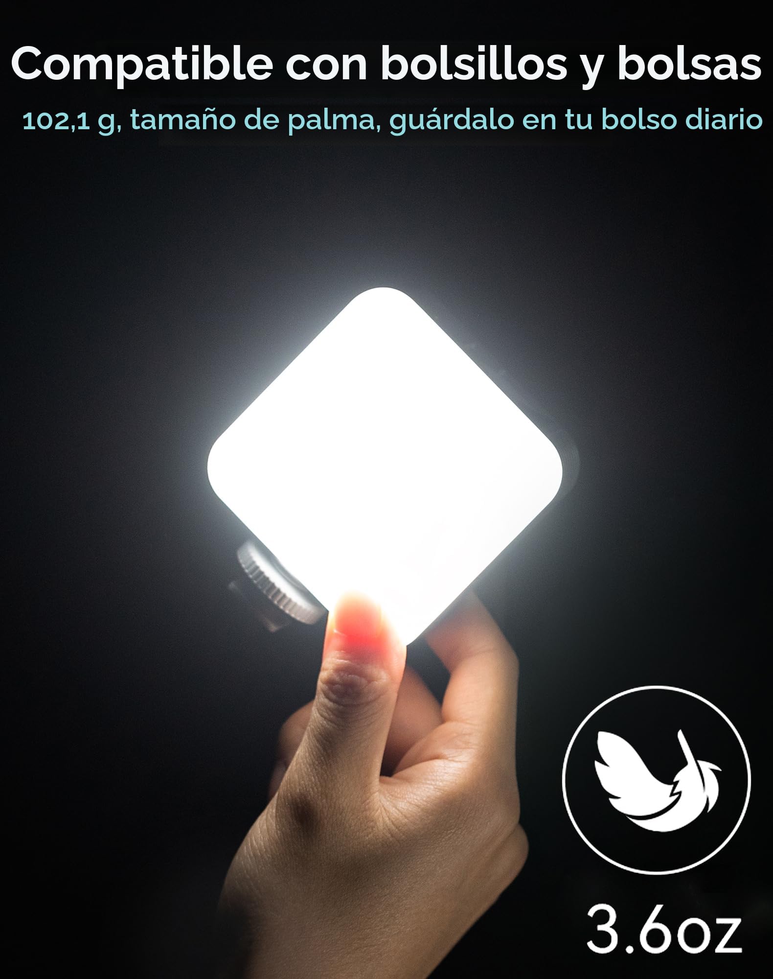 SMALLRIG P96 Luz de Video LED, Luces LED Portátiles para Cámaras, 96 Perlas LED para Iluminación de Video y Fotografía, Panel Recargable 2200mAh CRI95+ 2700-6500K - 3286BC