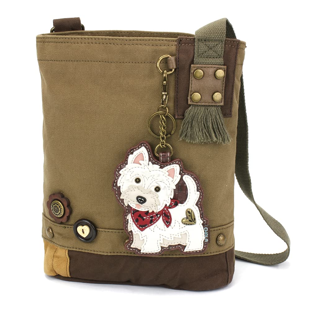 CHALA Patch Cross-Body Women Handbag, Canvas Messenger Bag Olive, Metal Charming Cross - Oliv, Medium — view 56