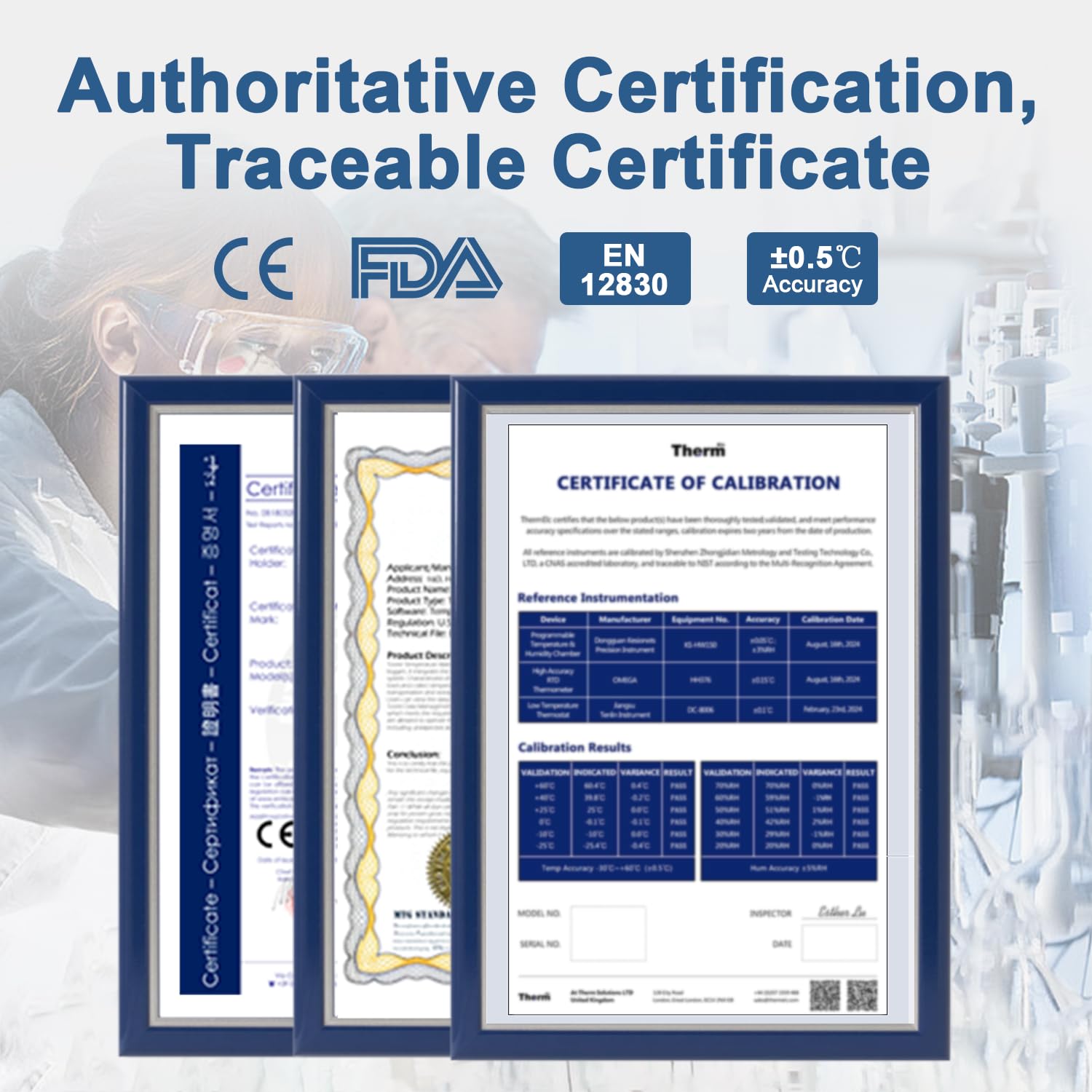 ThermElc TE-02 Pro Temperatur Datenlogger Automatischer PDF/CSV-Bericht, Wiederverwendbar, Vergleich von Daten Mehrerer Geräte, Überwachung von Kühl, Temperaturrekorder Konform mit 21CFR Teil 11
