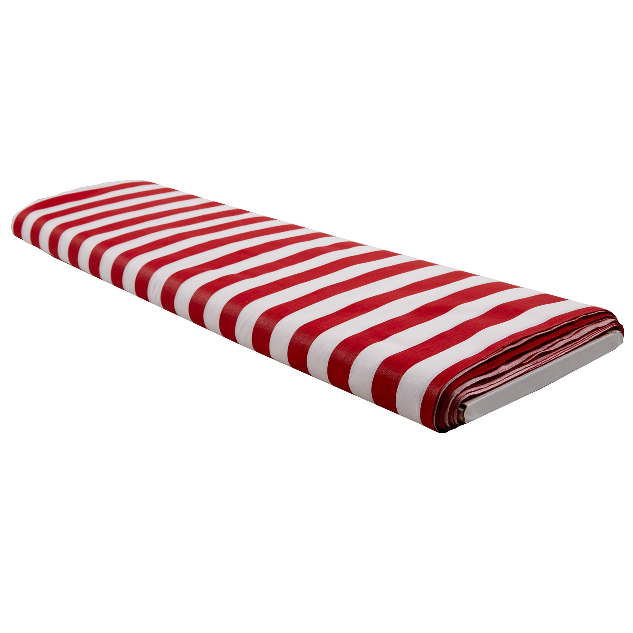 Poly Cotton Broadcloth Prints Stripes (Bolt 15 Yards) Red/White, Fabric by the Bolt