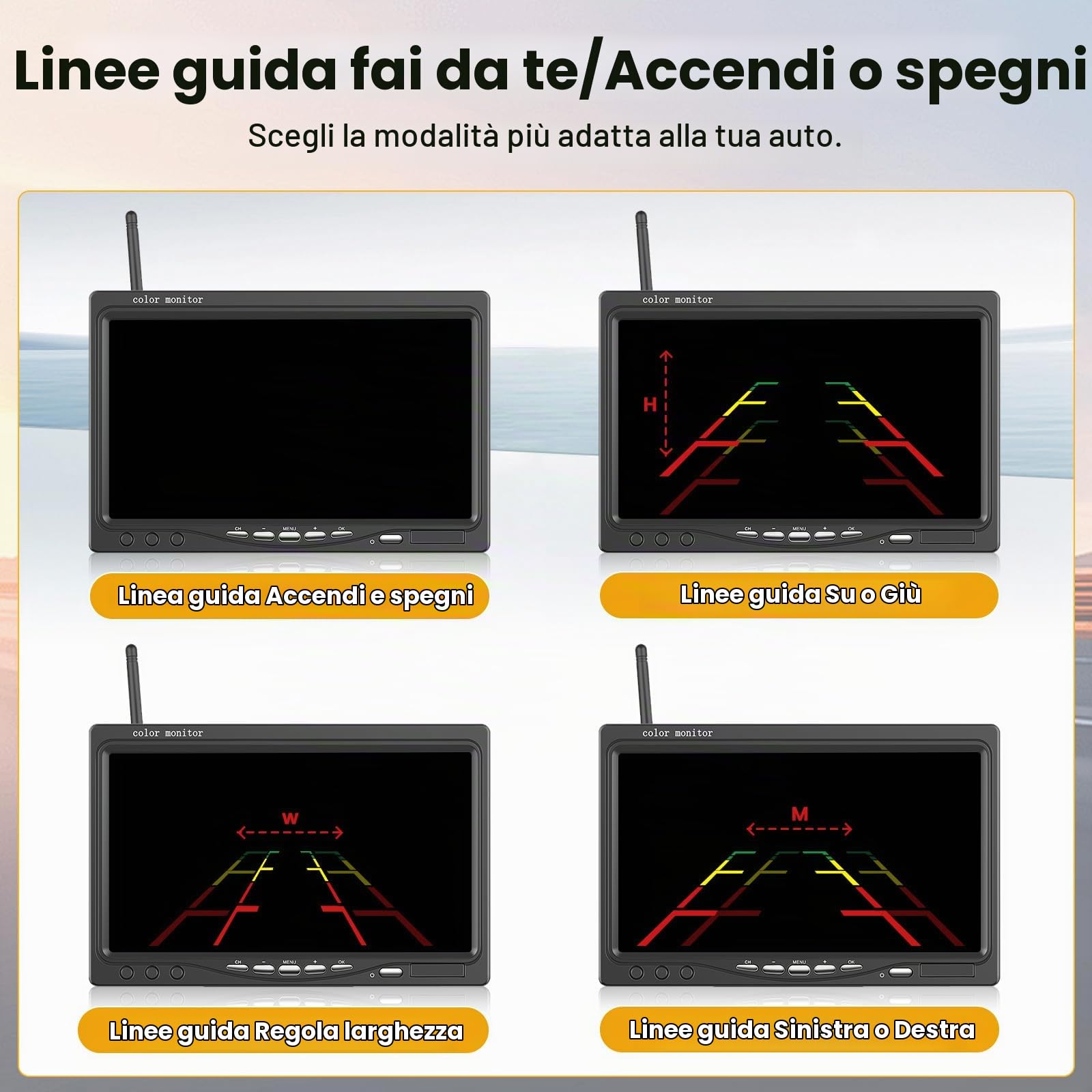 1080P 7'' IPS Monitor Con Doppio Wireless Telecamera Retromarcia Kit | IP68 Impermeabile Telecamere Posteriore Avviso di Angolo Cieco Visione Notturna Telecamere per Auto Camion Camper 12V-36V