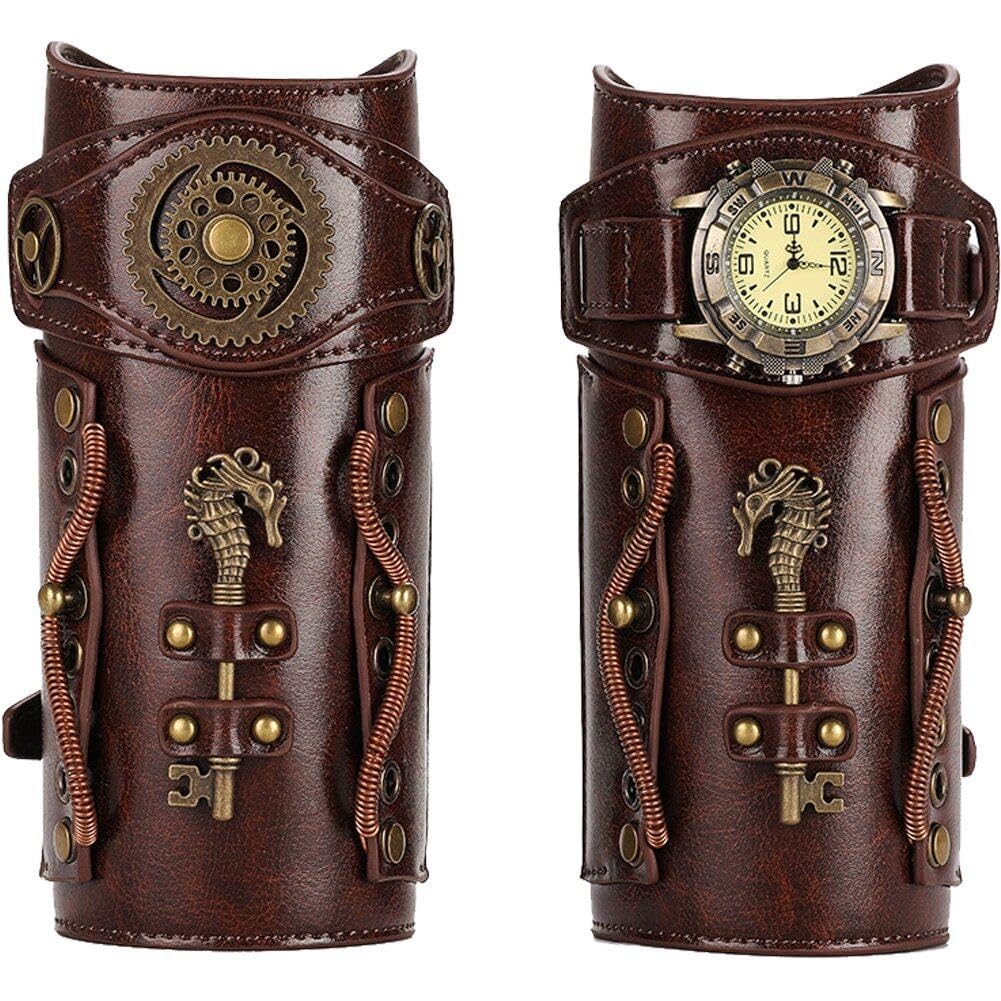 Montre médiévale et garde-poignet en cuir pour vos festivals et conventions cosplay