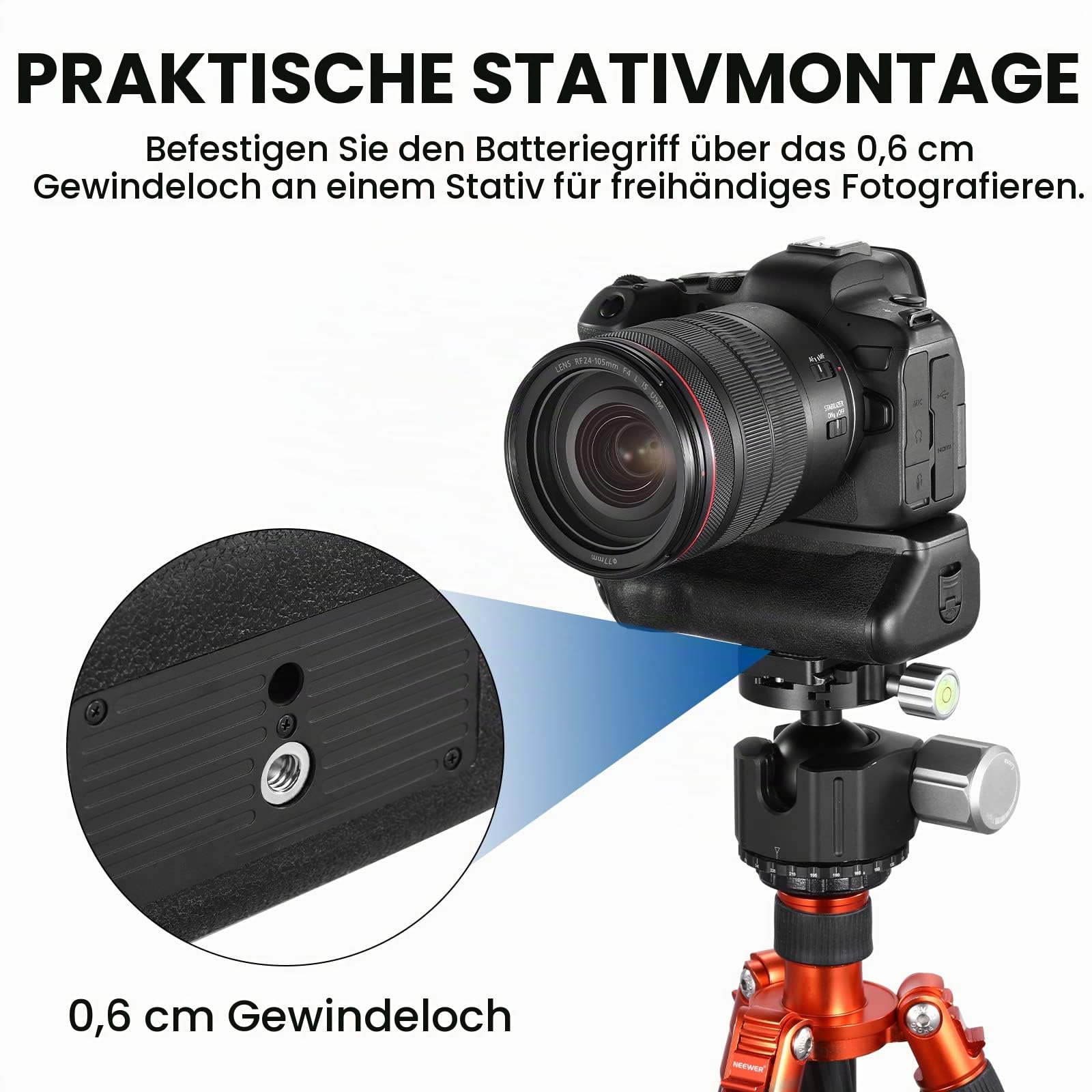 NEEWER Batteriegriff Ersatz für BG-R10 Kompatibel mit Canon EOS R5 R5C R6 R6 Mark II spiegellosen Kameras, angetrieben von LP-E6/LP-E6N/LP-E6NH Batterien für stabile vertikale Aufnahmen
