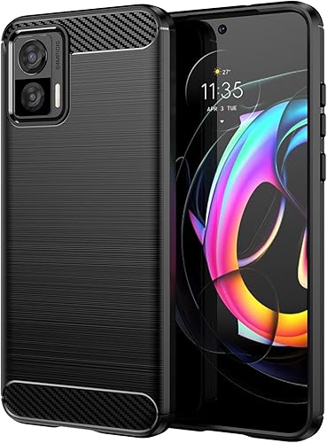 Funda delgada para Motorola Edge 30 Neo, diseño de moda de fibra de carbono suave con grado militar a prueba de golpes y protección de lente de