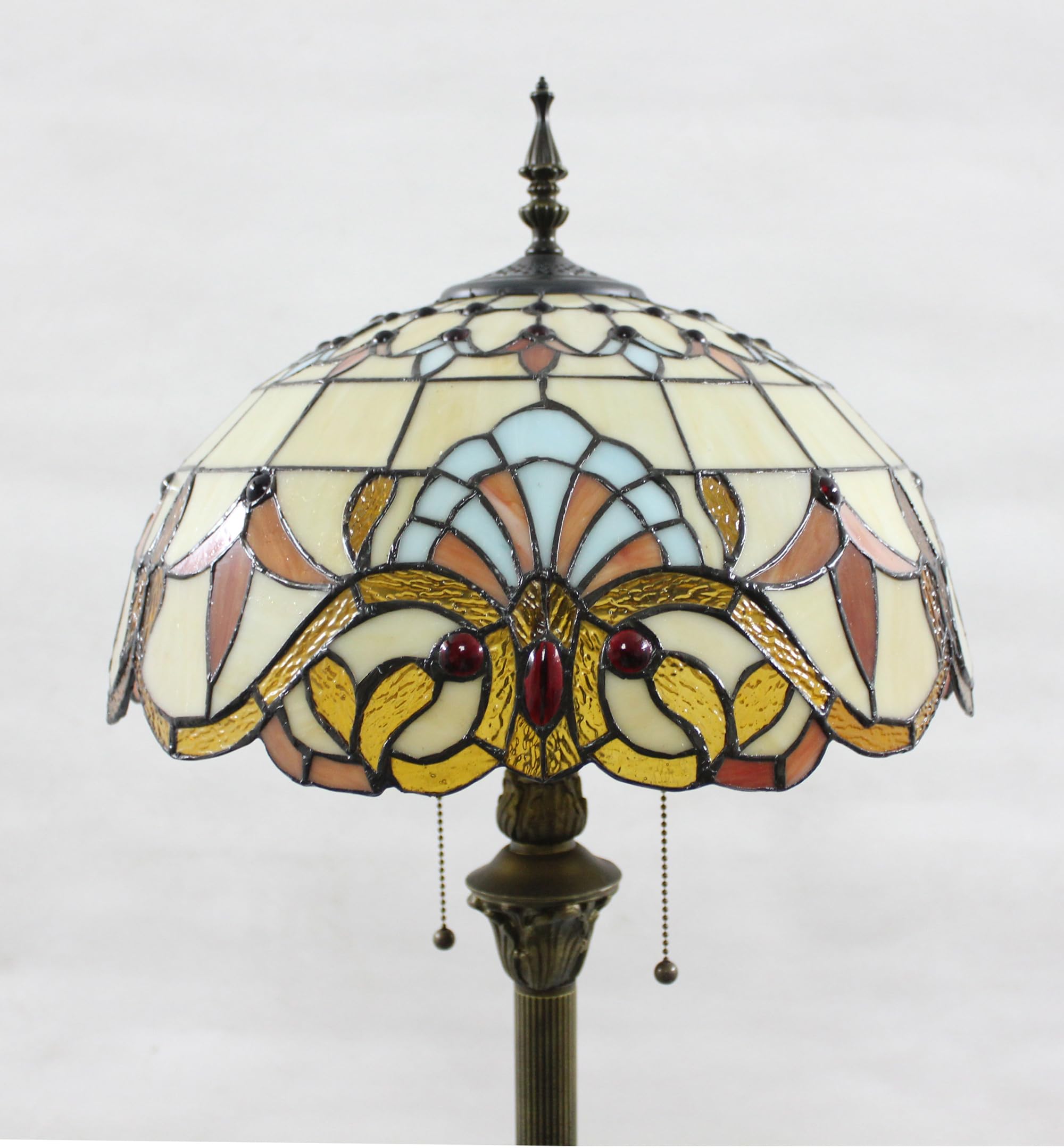 Tiffany Lampa stojąca, witrażowa, żółta lampa stojąca, 40 cm, antyczna lampa narożna, dekoracja sypialni, salonu, domowego biura (A4)