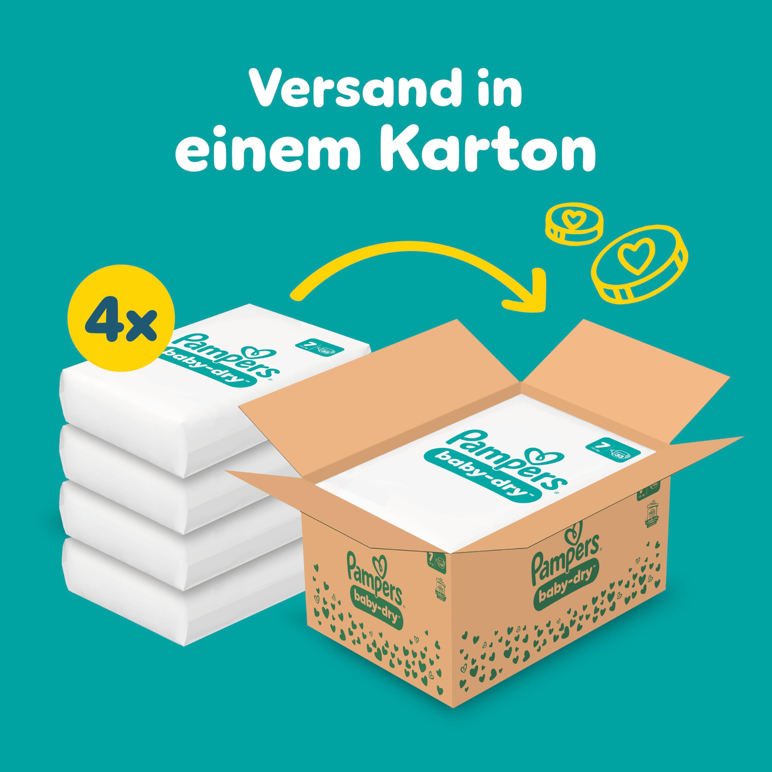 Pampers Pañales tamaño 7 (15 kg+) Baby Dry, extra grande, caja de meses, hasta 12 horas de protección contra fugas, 132 unidades (1 unidad)