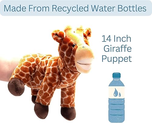 Miniatura 7 de The Petting Zoo Marioneta de mano de jirafa de peluche, regalos para niños, animales títeres, marionetas interactivas de jirafa, juguete de peluche
