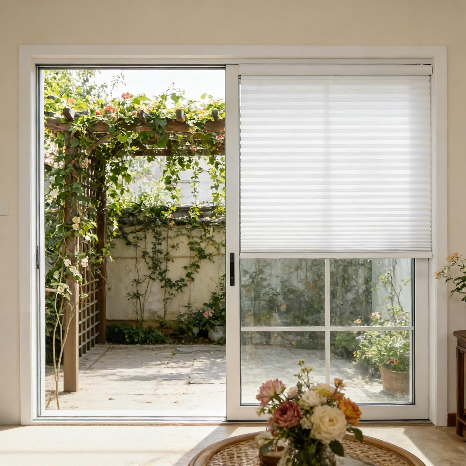 Store plissé contre le soleil réglable pour stopper le vis-à-vis