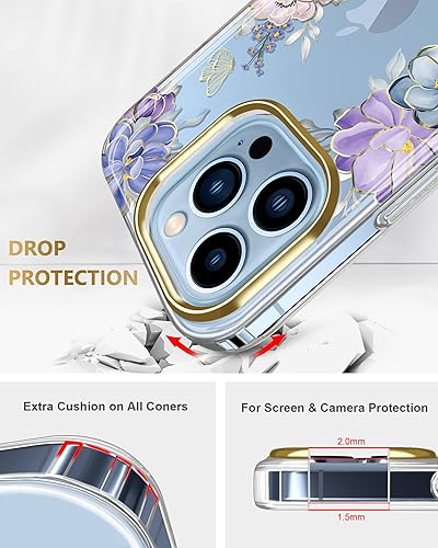 Miniatura 3 de JIAXIUFEN Funda transparente compatible con iPhone 12 Pro iPhone 12 con purpurina y diseño de flores protectoras, a prueba de golpes, delgada, de