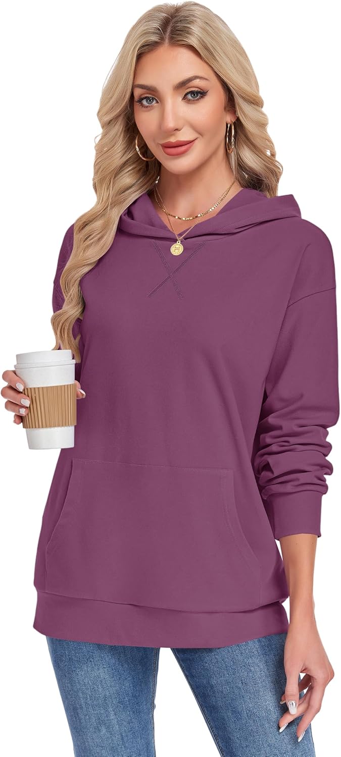 AUSELILY Women's Crewneck Hoodies Oversized Sweatshirt Long Sleeve Pullover Sweatshirts with Pockets X Decoration 2026 - Image 6