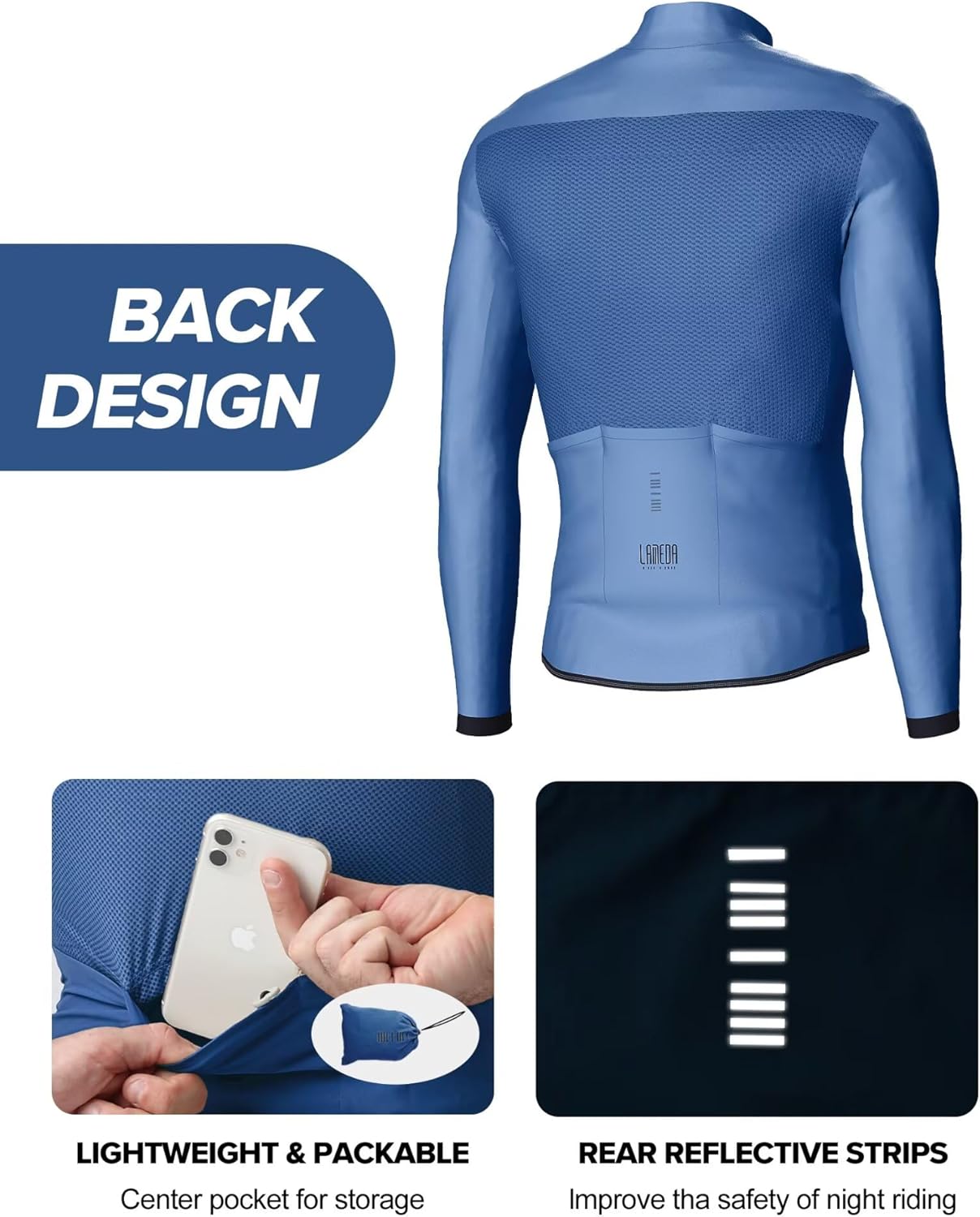 LAMEDA Cycling Jacket for Men Women, Windproof Lightweight Packable Cycling Windbreaker Bicycle Clothing Jacket - Image 7