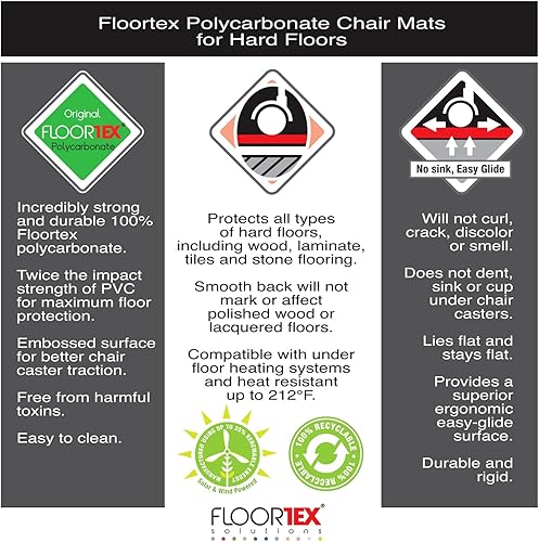 Miniatura 5 de Floortex Valuemat Plus - Tapete rectangular de policarbonato para silla de suelo duro, 48 x 60 pulgadas