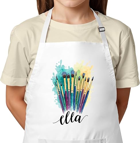 Delantal unisex para niños con nombre personalizado, perfecto para pintar, manualidades y diversión, gran regalo de Navidad o relleno de calcetines