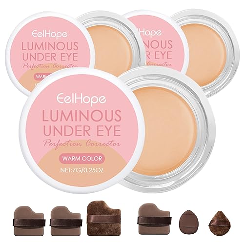 Hailoyearn Under Eye Brightener,Brightening Cream Concealer,Under Eyes Concealer,Lightweight Undereye Brightening Cream (02, 3pcs)