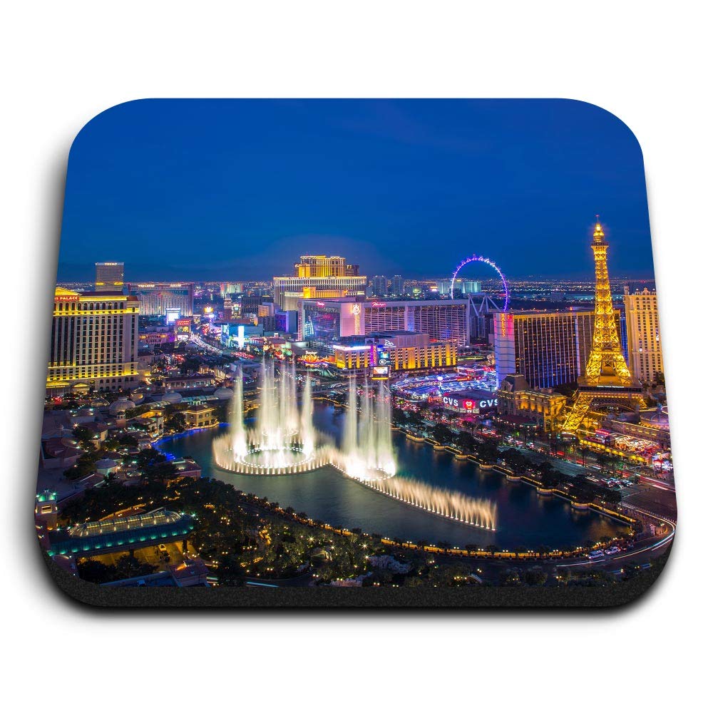 Destination Vinyl Ltd Multicolor 1 X Square Mdf Fridge Magnet - Las Vegas Strip Usa America 3416