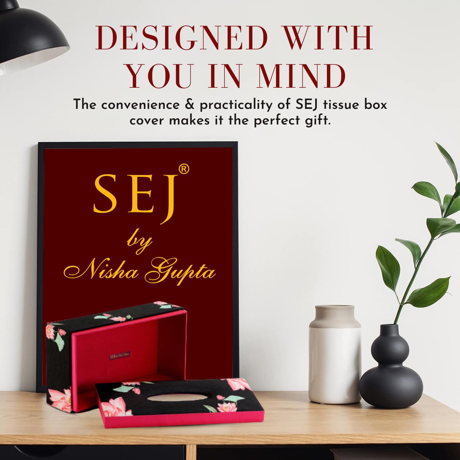 SEJ by Nisha Gupta Tissue Paper Box Holder | Tissue Box for Gifting, Office Desks, Cars & Home Decor | Tissue Holder Dining Table | Handcrafted Rectangular Napkin Holder | Tissue Paper Holder 3
