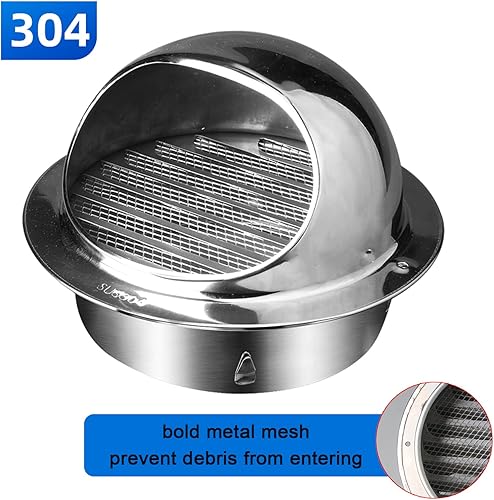 Miniatura 8 de Tapón de chimenea de acero inoxidable 304, rejilla de ventilación de pared redonda, salida de aire de pared exterior, campana extractora, tubo de