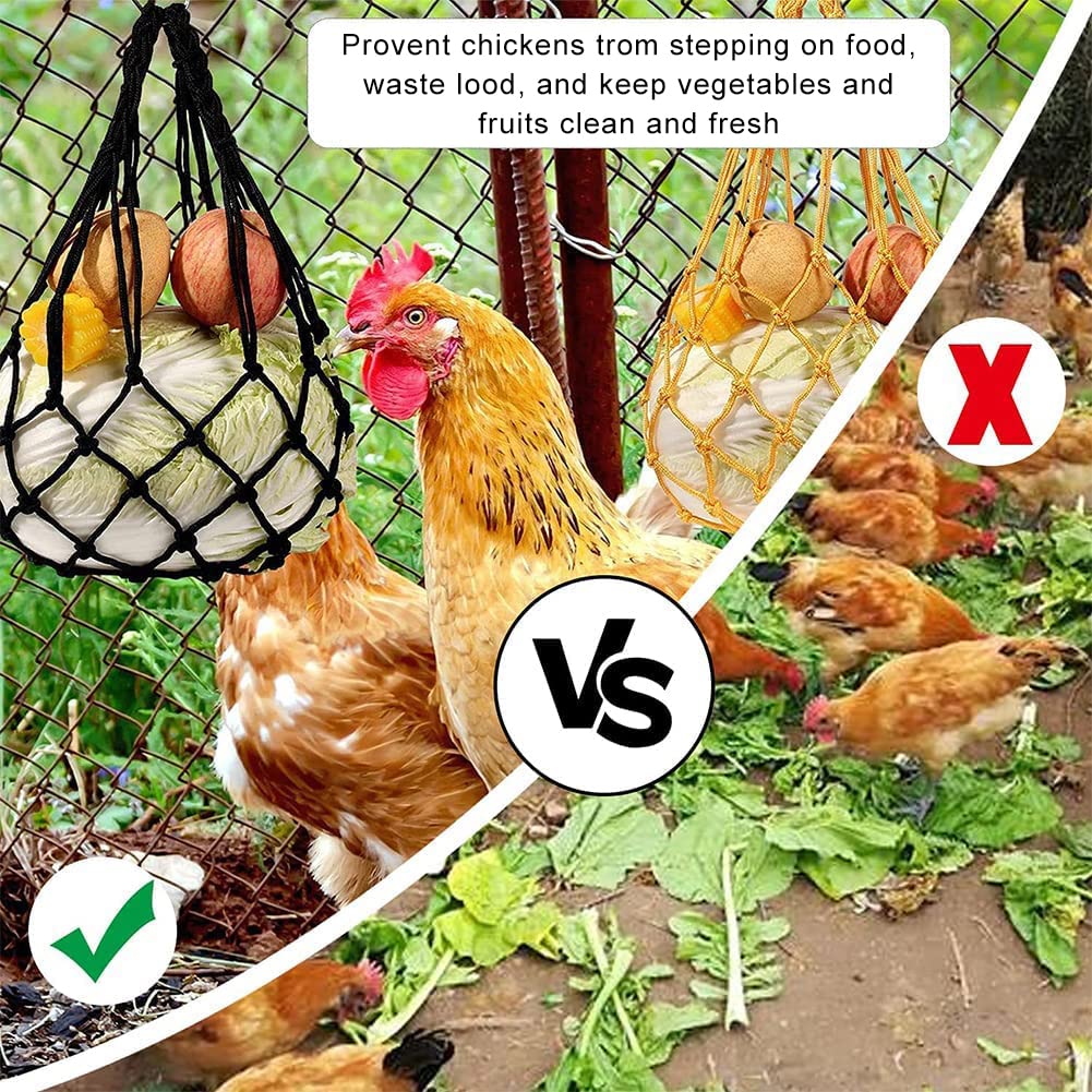 Mangeoire Suspendue Pour Poules - 3 Pack Filet Anti-Gaspillage - Pour Fruits Et Légumes Frais