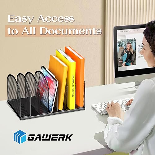 Miniatura 7 de Paquete de 2 organizadores de archivos verticales de metal de 7 secciones, clasificador de letras pequeñas de oficina, organizador de archivos de