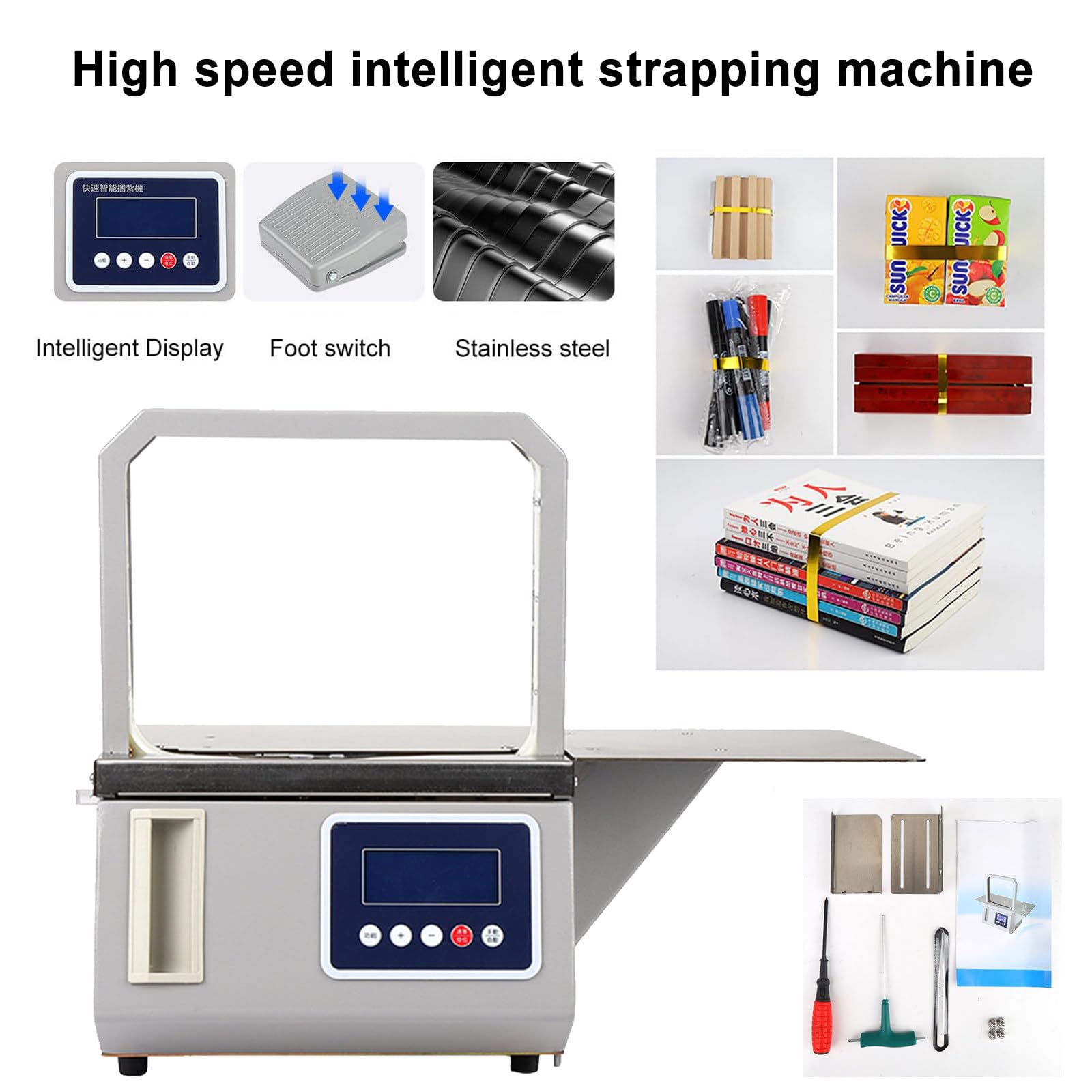JIADIstrap Banding Strapping kit Contain 5/8”x 1000’ Polyester (PET) Roll Heavy Duty Pallet Tensioner Tool Sealer Machine Packaging Plastic Edge Protectors Metal Seals