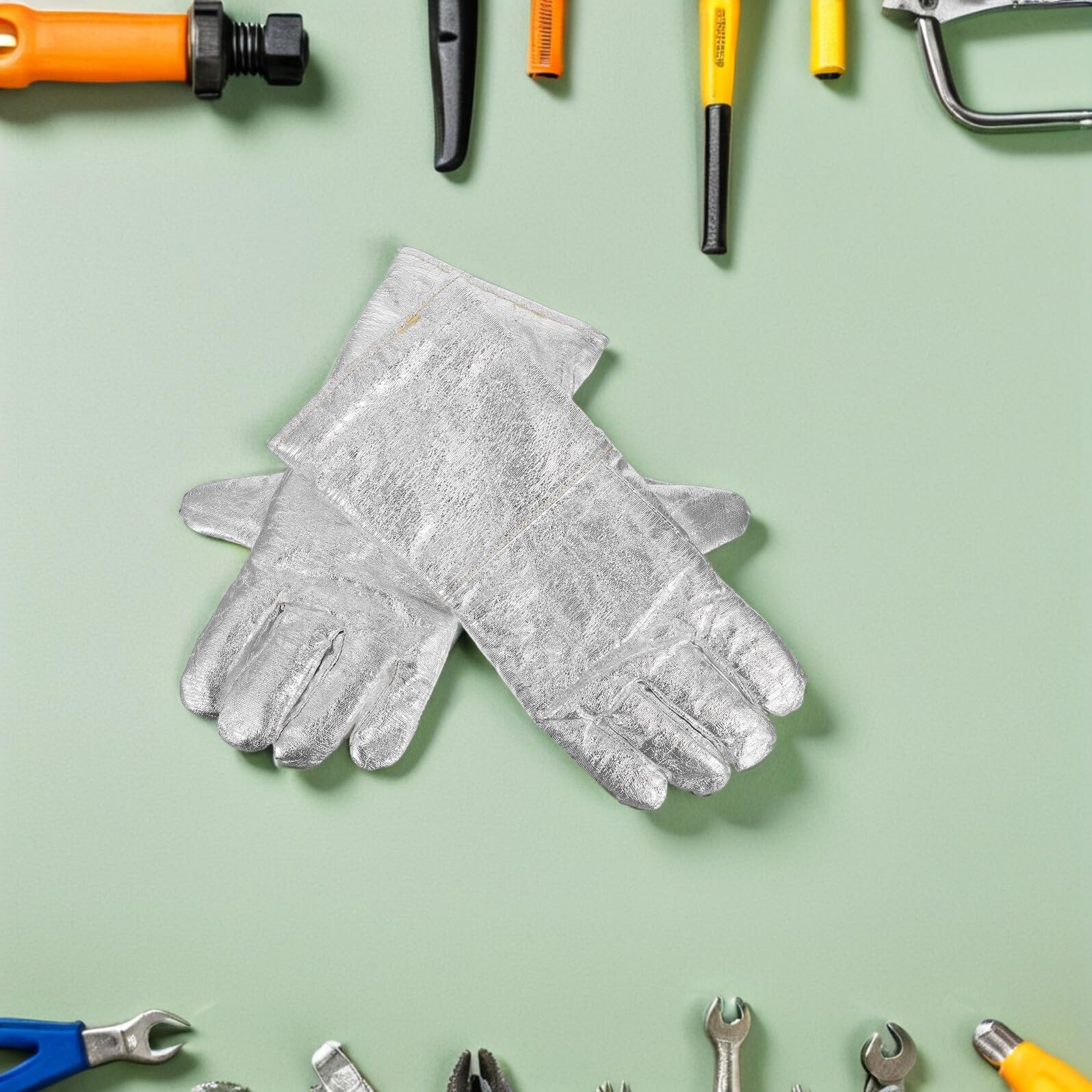 Guantes de Protección Laboral Resistentes al Calor con Aislamiento de Aluminio para Fundición y Soldadura Guantes de Trabajo Ergónomicos y Duraderos para Manejo Seguro Plantas y