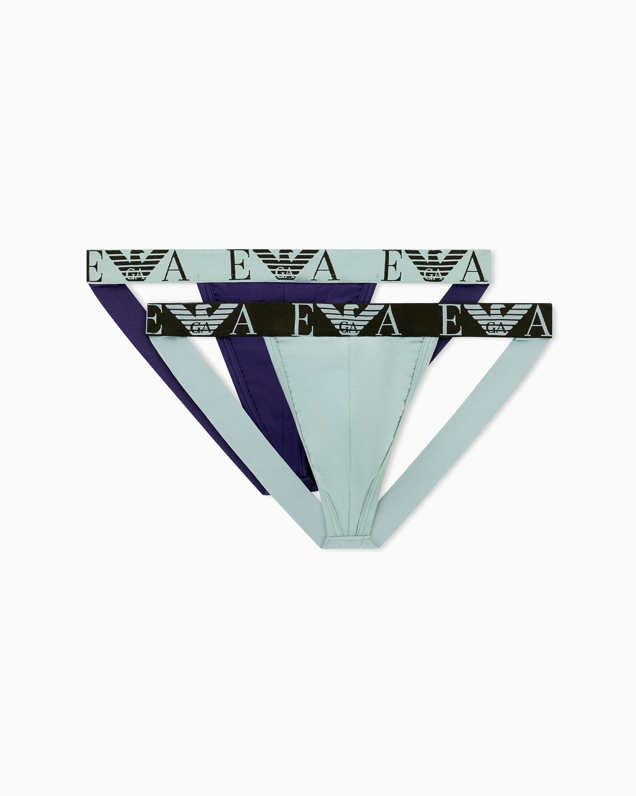 Emporio Armani Man's Bold Monogram 2-Pack Thong Violet L