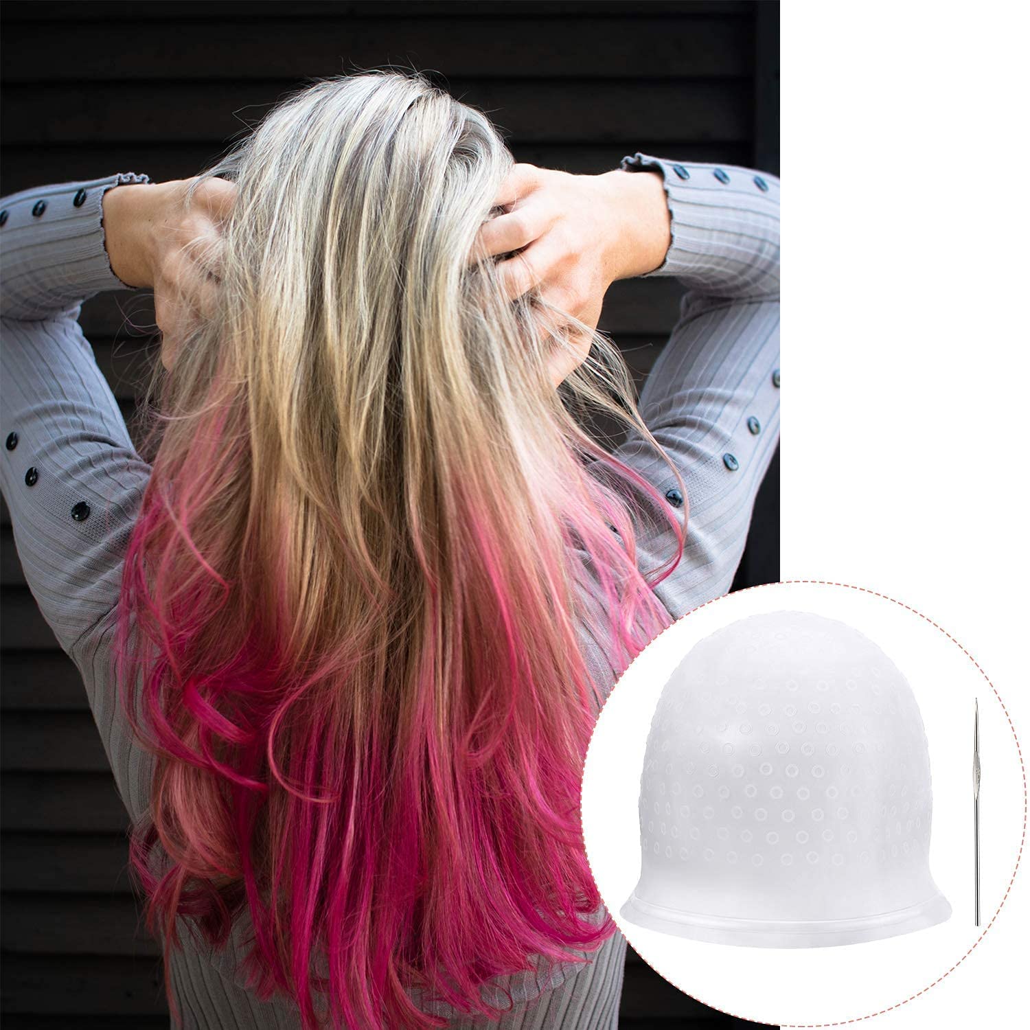 Aadav Highlight Cap Silicone Hair Dye Cap Reusable Multicolor Hair Dyeing Hair Colour Cap with Hooks Home Salon for Women Men Girls Dyeing Hair - Image 2 thumbnail