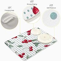 Vista 4 de Watercolor Cherry Polka Dots Dish Drying Mat for Kitchen Countertops Sinks Drying Mat Absorbent Heat Resistant Dishes Drainer Pad 16 x 18 Inch