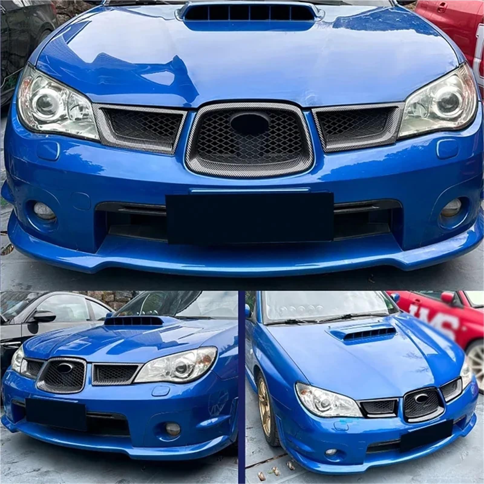 chrome grill przedni Zestaw naklejek na środkowy grill samochodu, spoiler, pasuje do Subaru Impreza WRX STI 9th 2006-2007