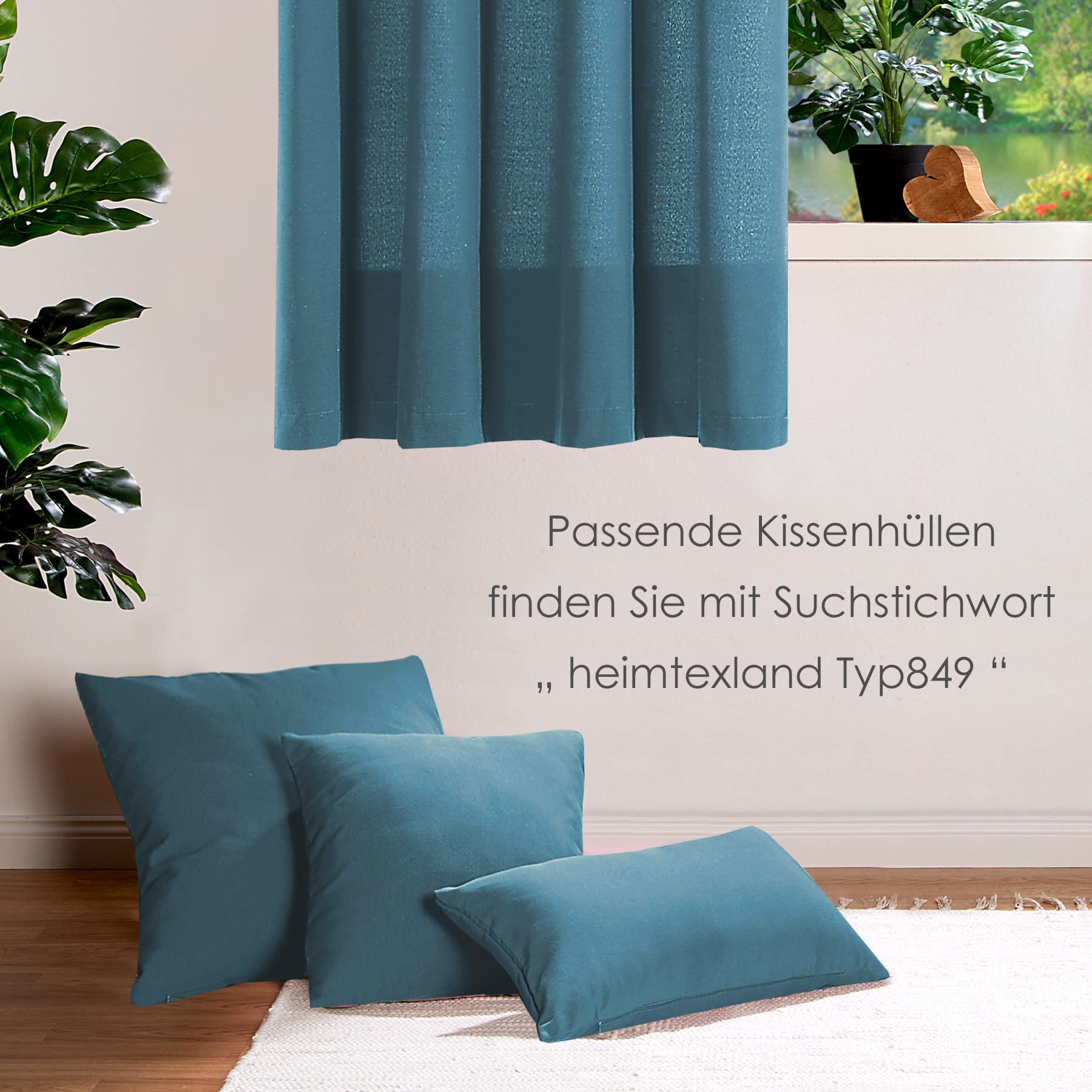 heimtexland ® Typ593 Rideau coulissant avec accessoires Bleu pétrole Turquoise 6