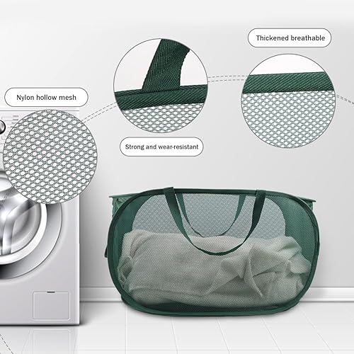 Miniatura 6 de Cestas plegables duraderas para lavandería, cesta de malla ligera con asa, cesta de ropa sucia, cesta plegable para lavandería, baño, habitación de