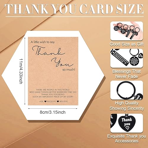 Miniatura 3 de 48 piezas de regalos de agradecimiento a los empleados incluyen 24 llaveros de agradecimiento, 24 tarjetas de deseos, regalo de agradecimiento,