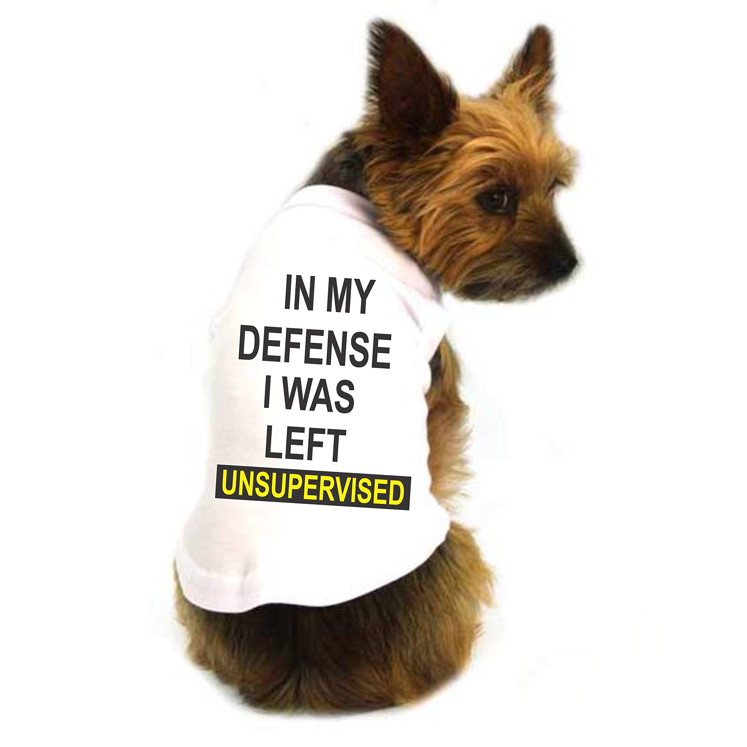 The Tee Shop Pet Clothing Collection Cool Funny Quote Printed Unsupervised on Pet Dog Cat Comfortable T-Shirt (XL, White)