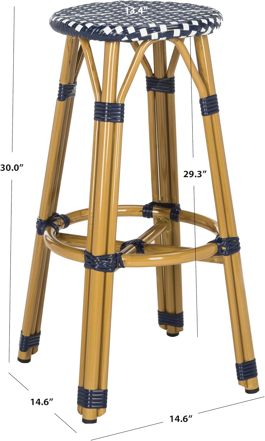 Safavieh PAT4018A Collection Kelsey Navy and White Indoor/Outdoor Bar Stool