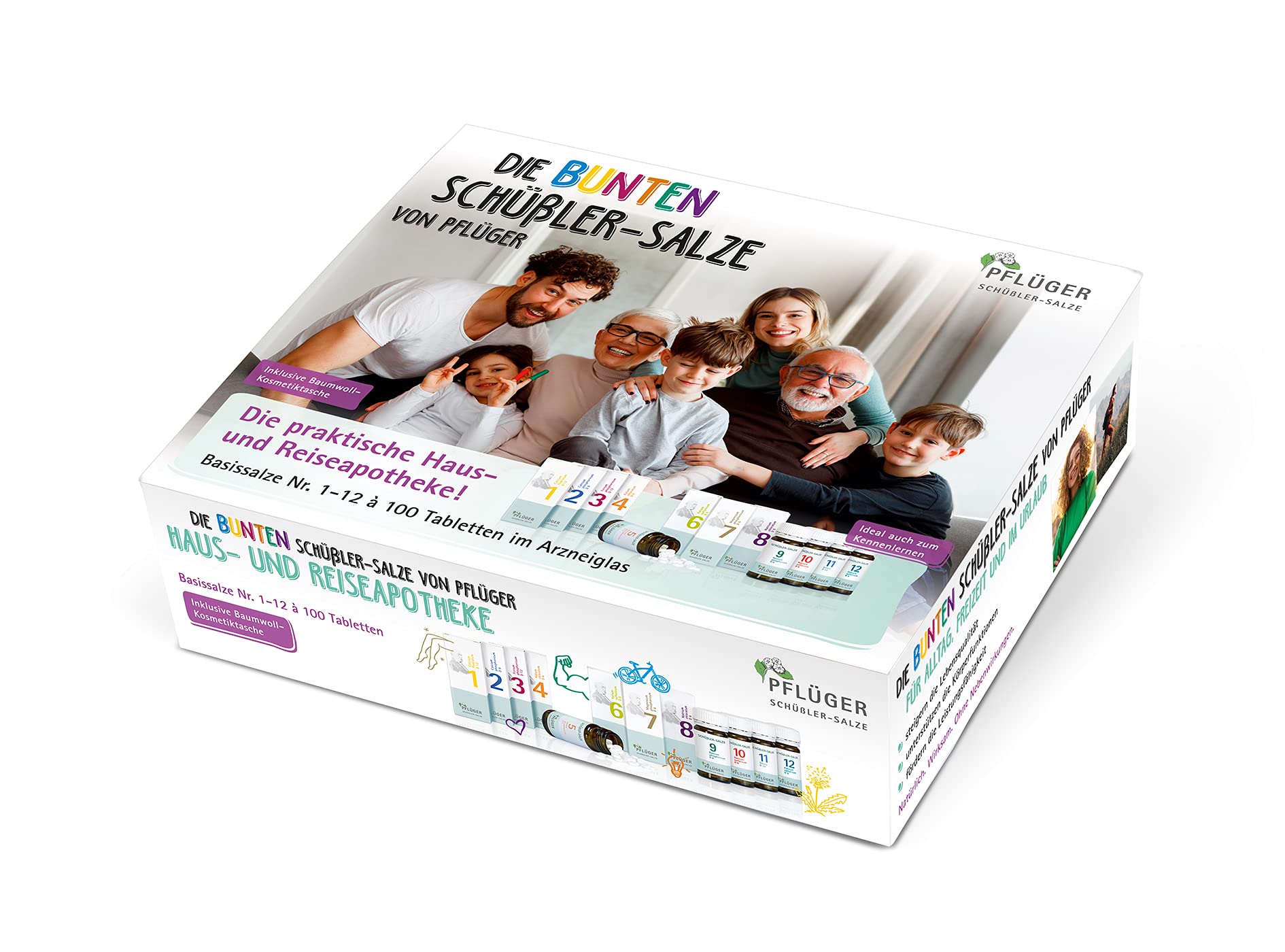 PFLÜGER Schüßler Salze Set Nr. 1-12 je 100 Tabletten + praktischer Tasche - Haus- und Reiseapotheke - glutenfrei
