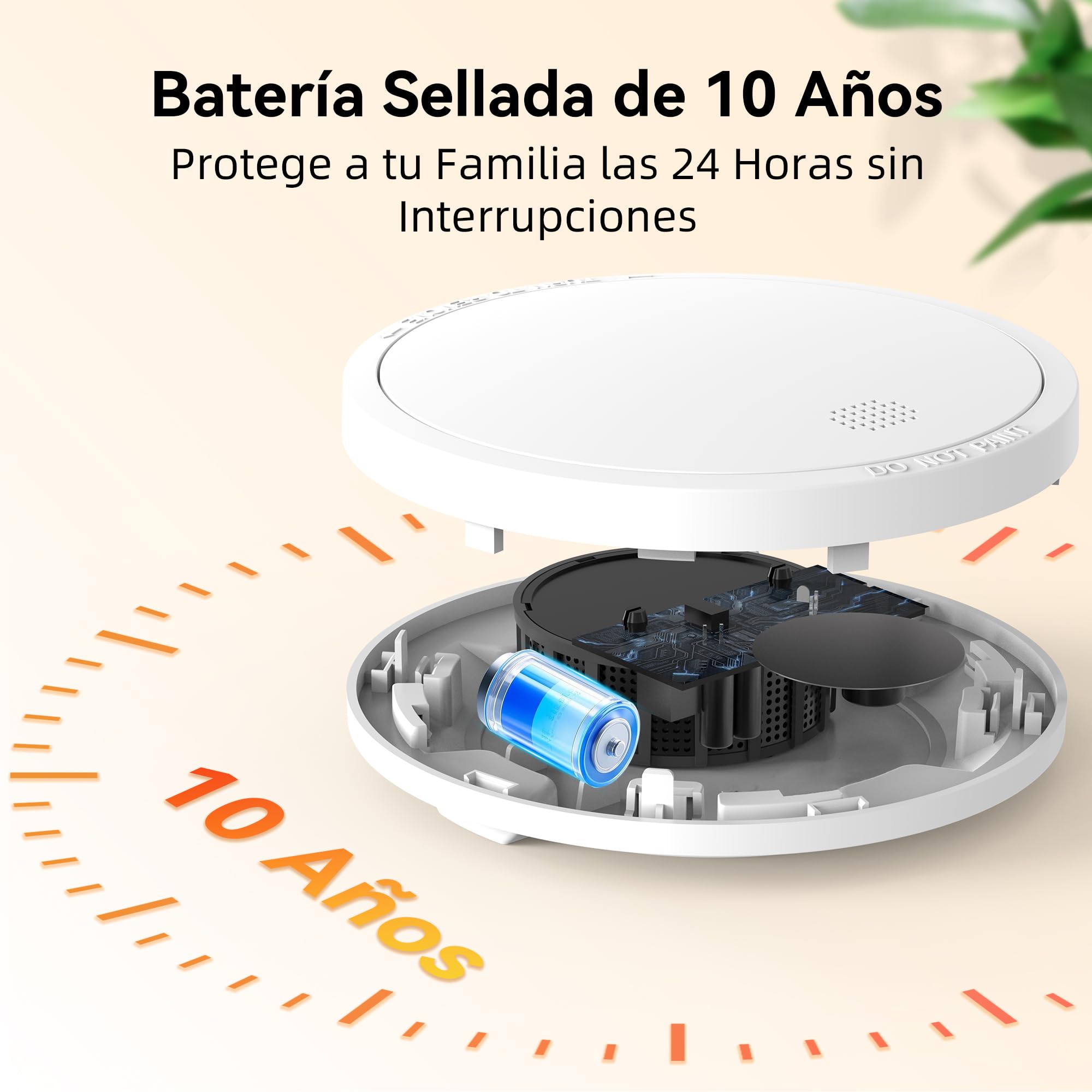 Detector de Humo con Batería de 10 Años, Alarma de Incendio con Indicador LED y Botón de Silencio, Alarma de Humo con Batería, Conforma al Estándar EN 14604, 6 Piezas
