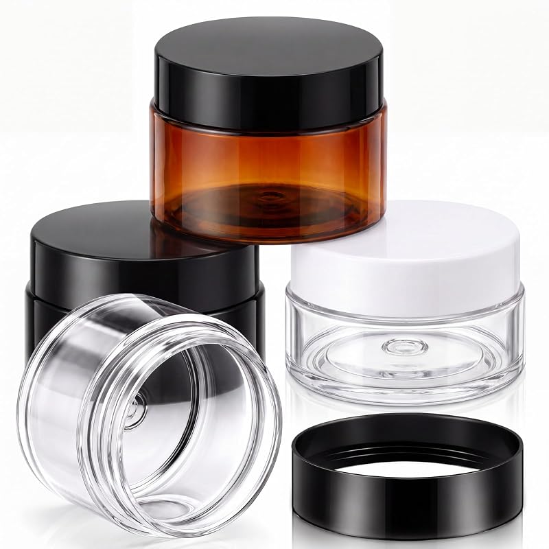 Patelai 4 frascos plásticos PET com tampas, cores variadas, 30 mL, boca larga